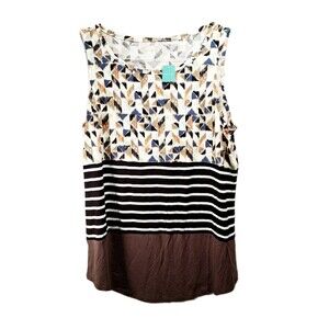 Maurcies Tank Top Multi Wht, Brown, Black Color Womens Size Large NWT